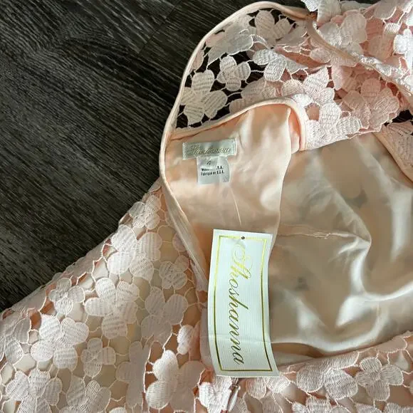 Shoshanna Marcella Lace Dress Blush Pink Anthropologie Floral Midi Size 4 - Picture 15 of 16